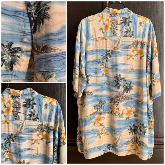 🌴 Corsini Hawaiian Rayon Camp Shirt Sailboats 🌴 - Picture 3 of 8